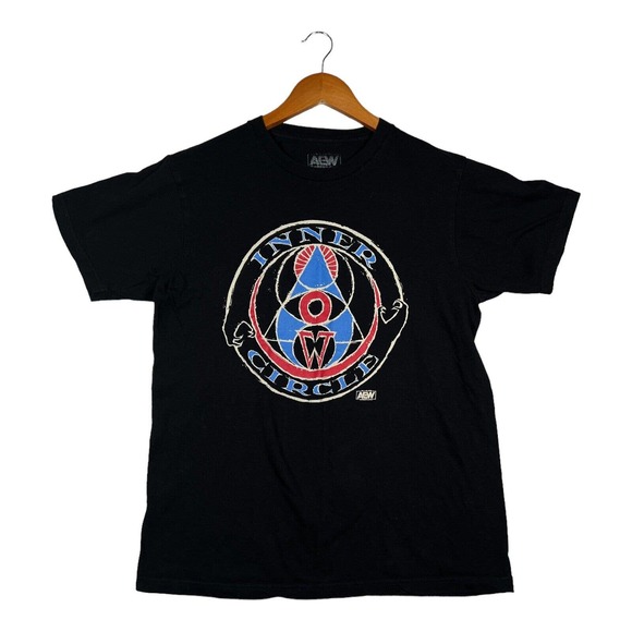 AEW Inner Circle Logo T-Shirt Black Men's Chris Jericho Wrestling Hagar Ortiz M - Picture 1 of 4